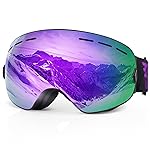EXP VISION Snowboard Ski Goggles Men Women Youth, Anti Fog OTG Winter Snow Goggles Spherical Detachable Lens (Grapes)