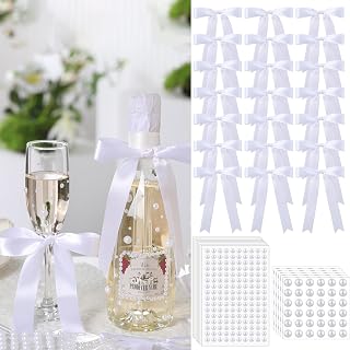 Bottle decorations with bows and pearls image