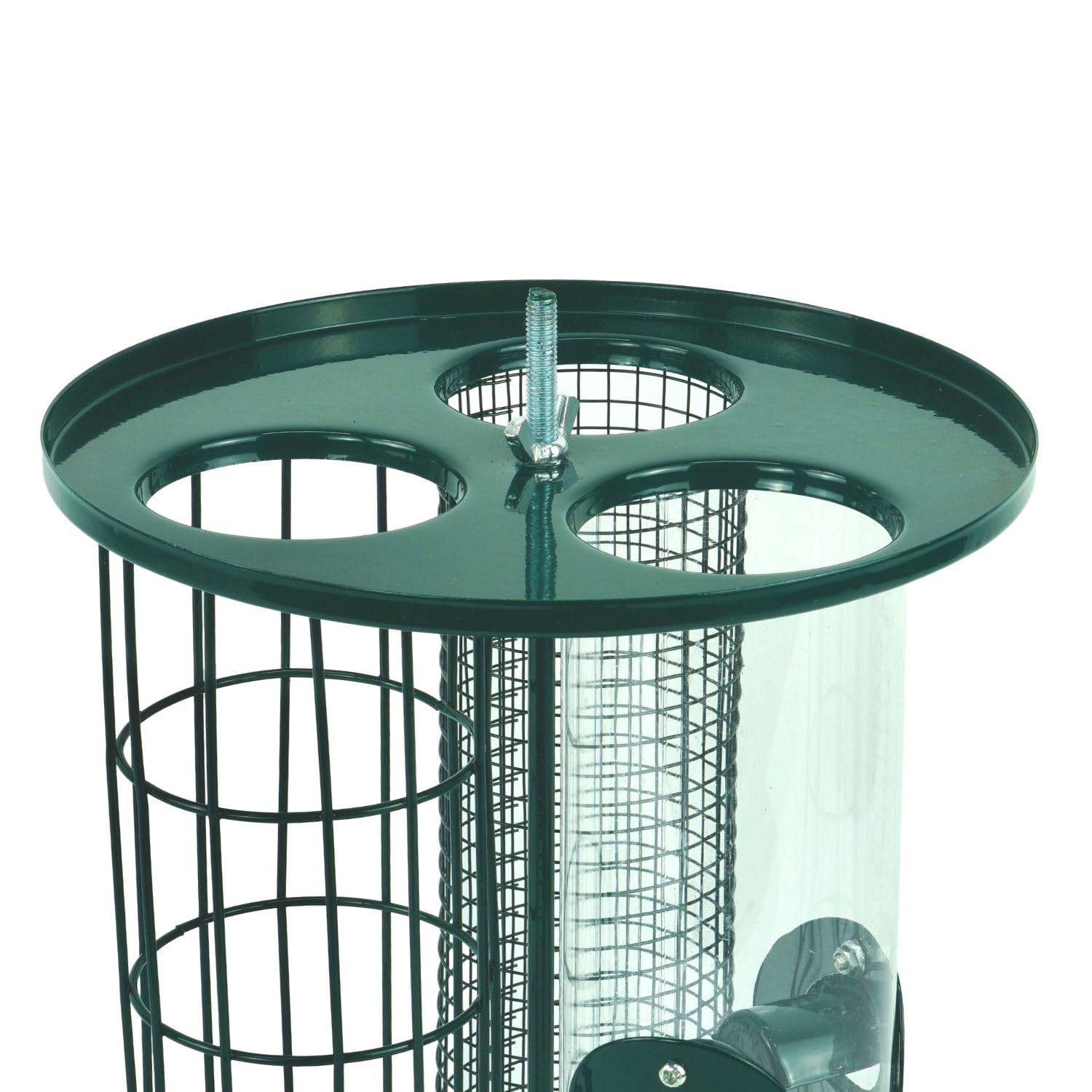 DIVCHI Comedero para pájaros Silvestres pequeños con Revestimiento de Acero y Metal, 3 en 1, a Prueba de masticación, comedero Triple Resistente para Semillas para pájaros pequeños