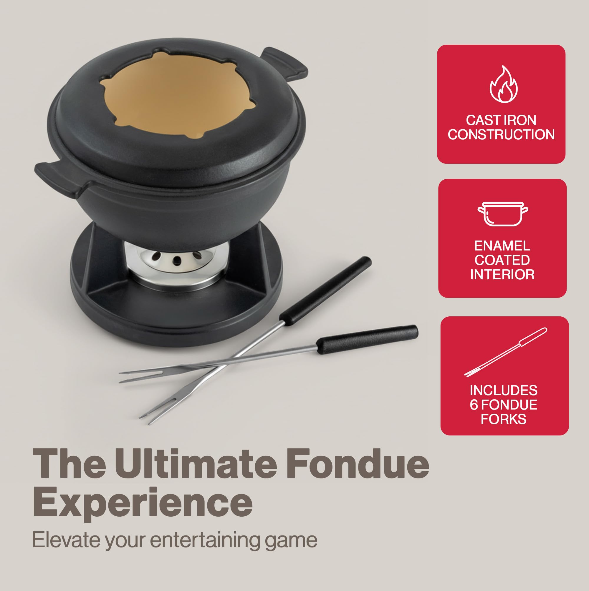 Swissmar F66542 Fondue, Cast Iron, Mattes Schwarz
