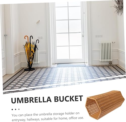 Miniatura 4 de LIFKOME Soporte para paraguas tejido a mano para paraguas de caña de almacenamiento de caña, organizador de paraguas de lluvia, cesta de basura,