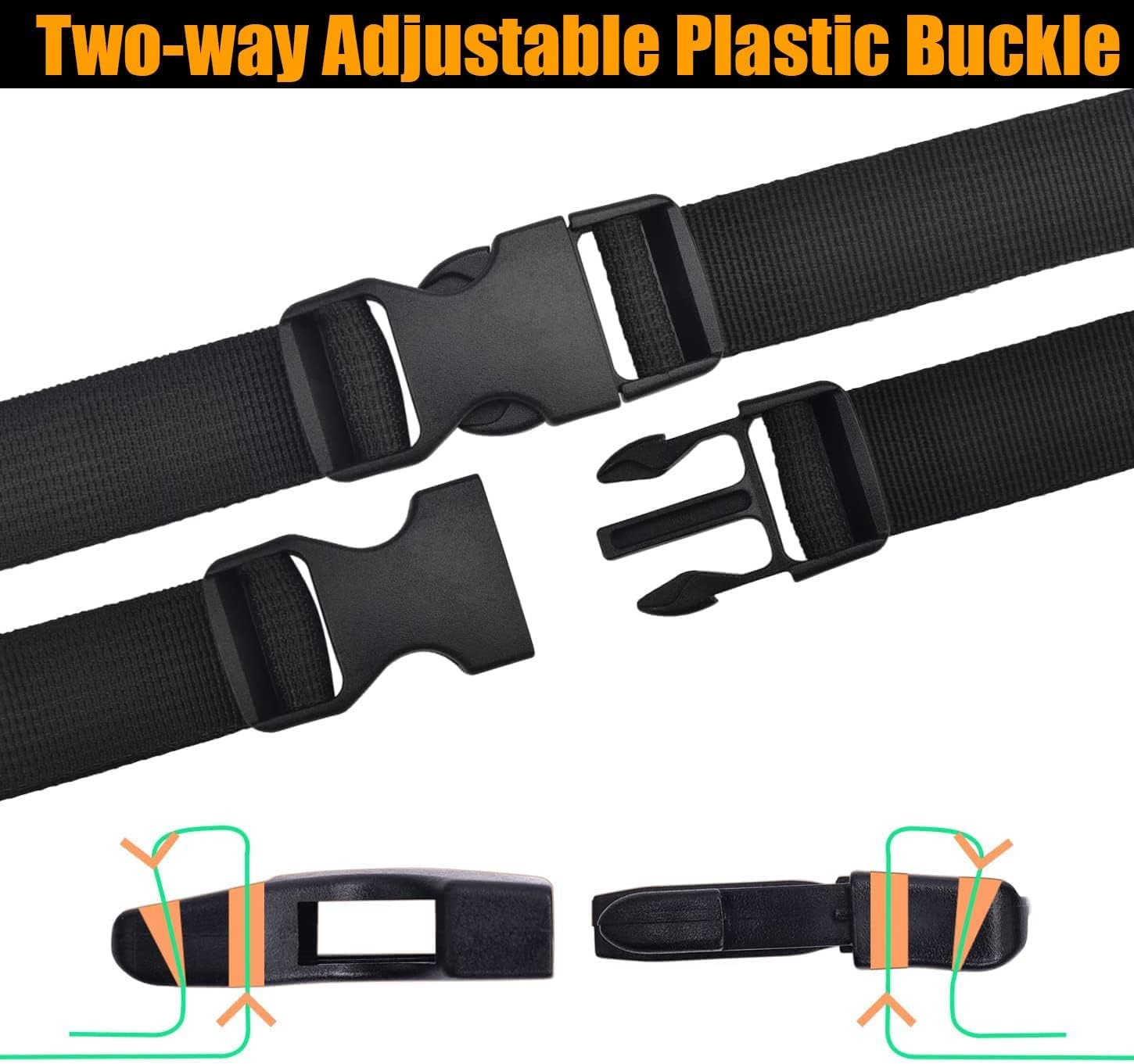Buckle for 1'' Strap, Side Release Buckles 2 Set Plastic Buckle for 1 inch/25mm Webbing Backpack Replacement Heavy Duty
