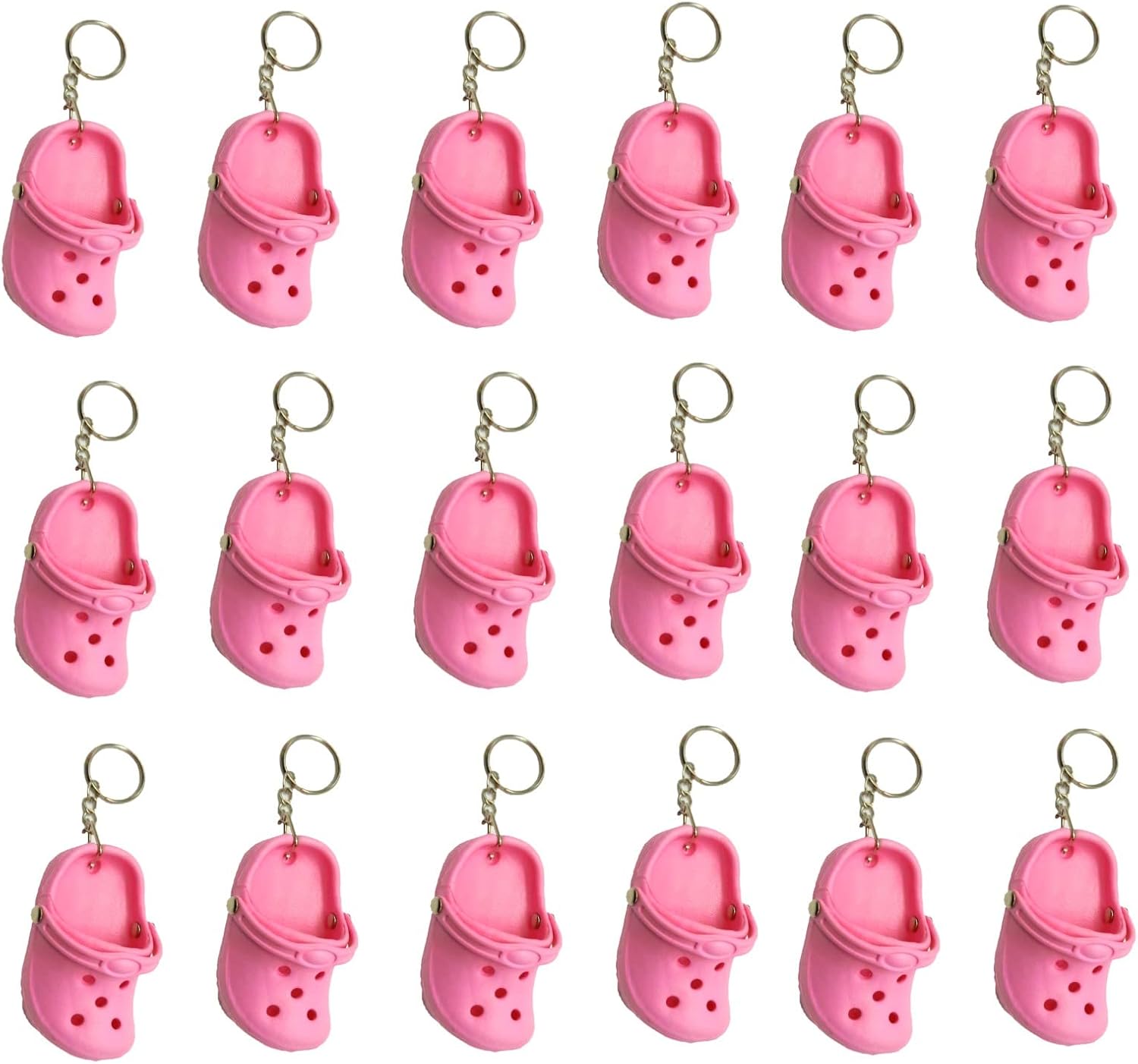 24 Count - Baby Shower Party Favors - Gender Reveal - Mini Clog Shoe Keychains - Rubber Slipper Key Chains - Blue - Pastel Pink - Women - Cute Charms -Baby Shower Gifts - Little Miniature Shoes