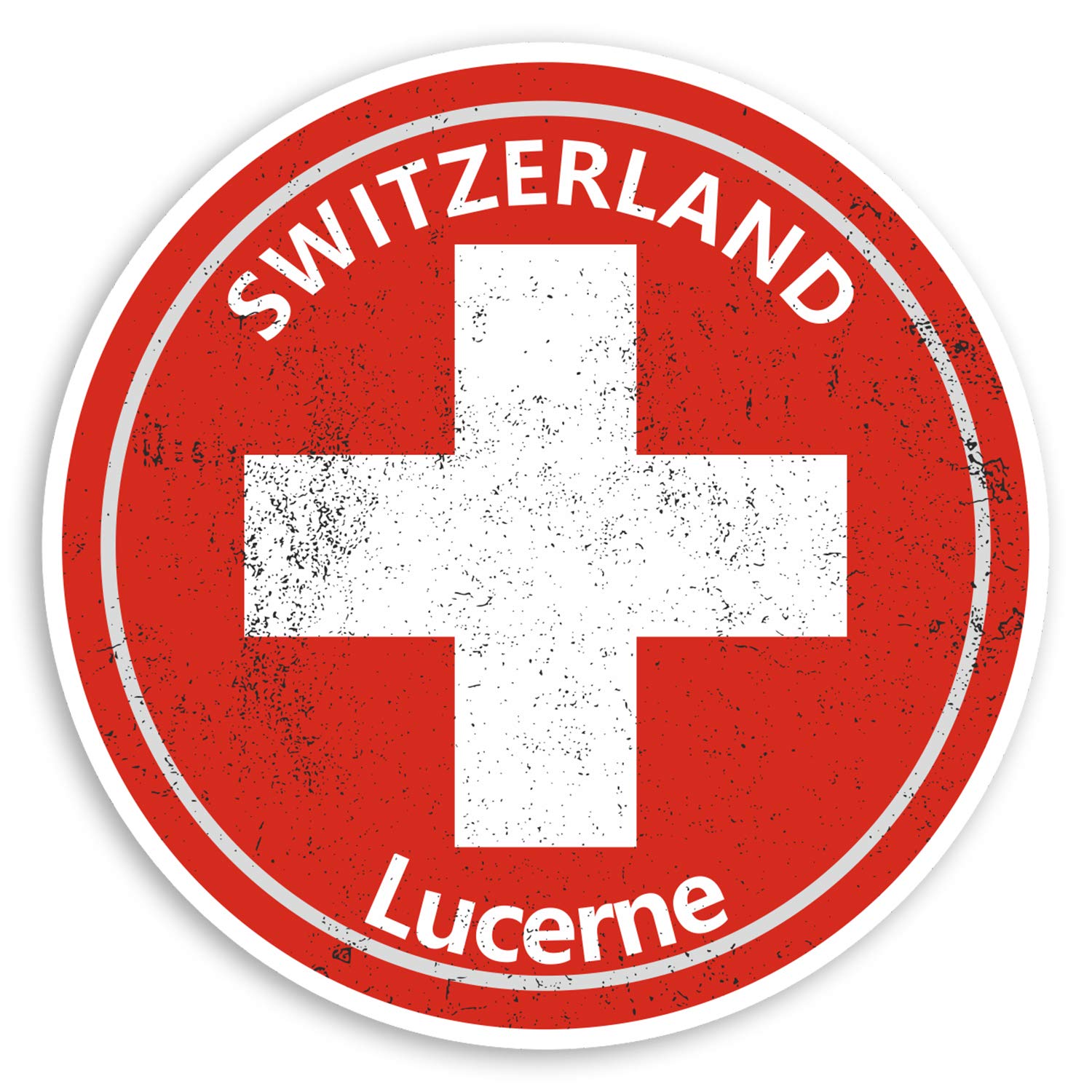 Destination Vinyl Ltd Multi 2 X 10Cm Lucerne Switzerland Vinyl Stickers - Swiss Flag Luggage Sticker #21003 (10Cm Wide)