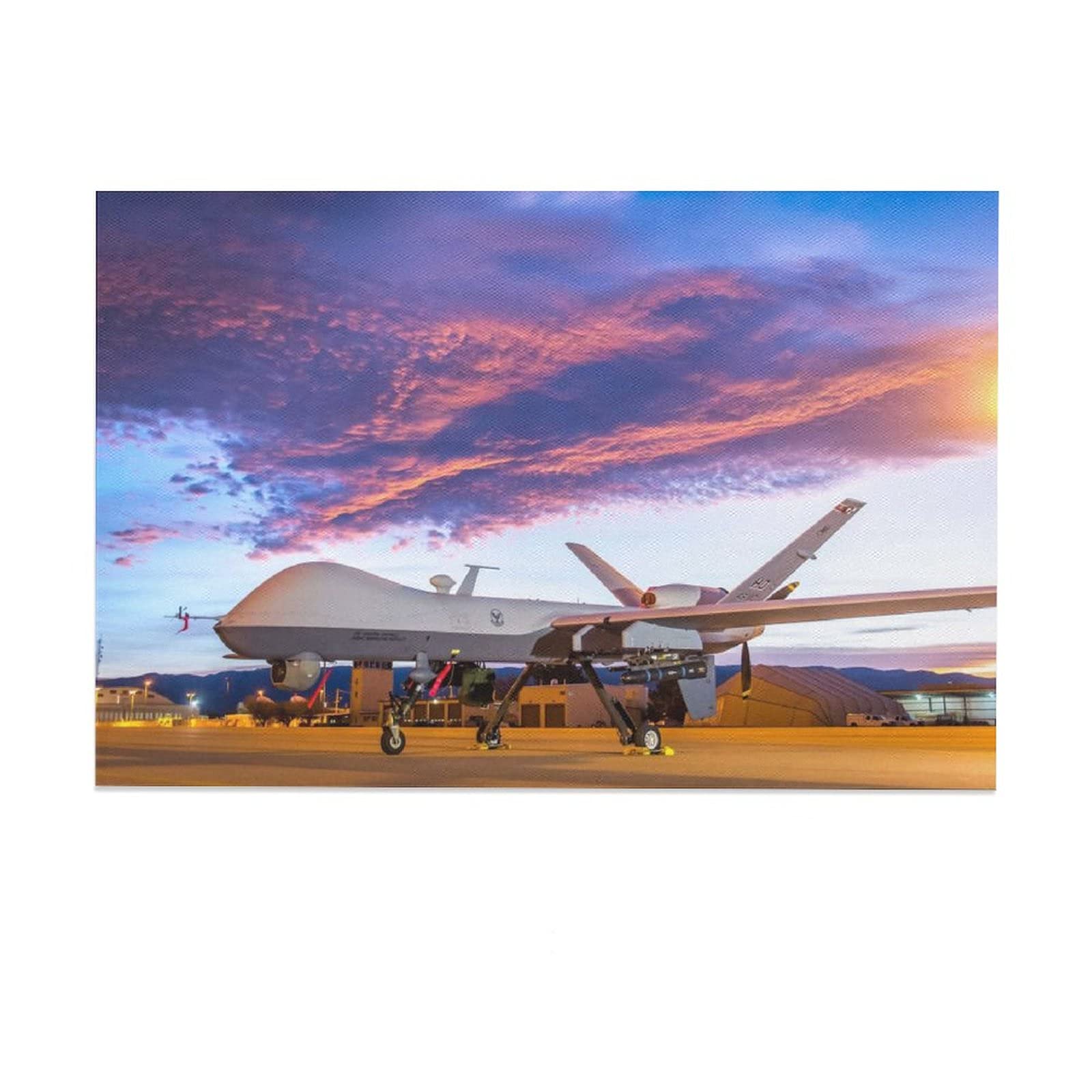 JIEDIE MQ-9 Reaper Aircraft Military Poster (10) Canvas Poster Wall Art Decor Print Picture Paintings for Living Room Bedroom Decoration 24×36inch(60×90cm)