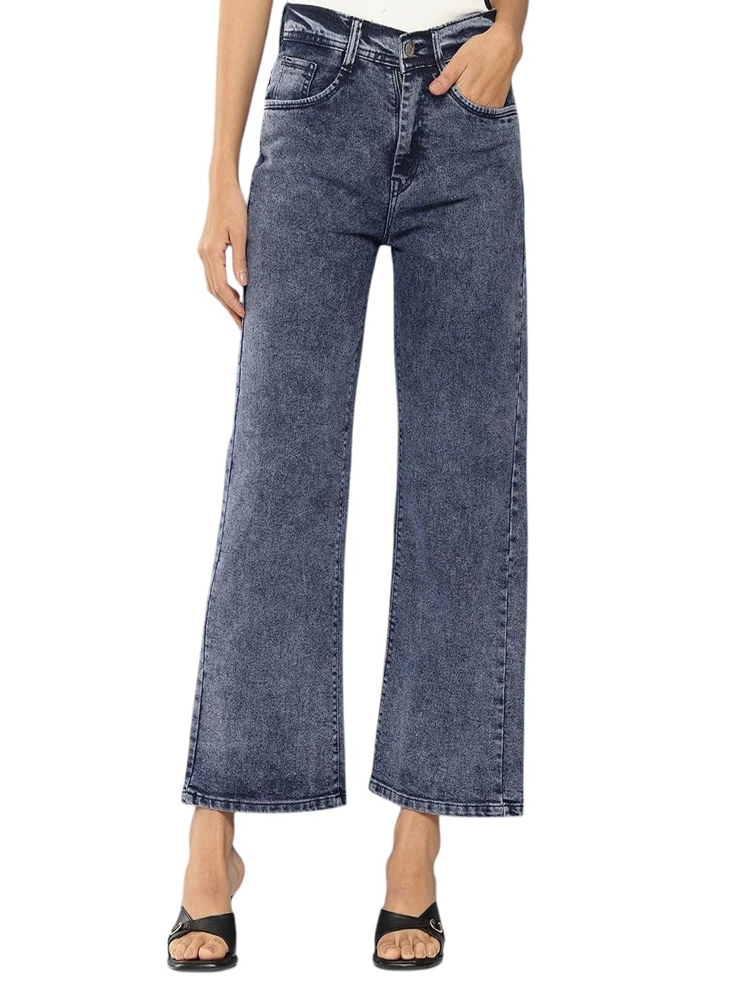 Aarika Ragazze Blu Colore Solido Denim Jeans