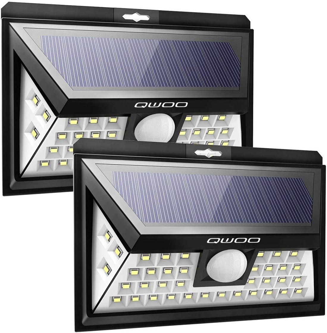 Solarleuchte für Außen?[2 Stück]QWOO 40 LED Solarlampe Außen 270°Superhelle Solarleuchte mit Bewegungsmelder 3 Modi Wasserdichte Wandleuchte Garten, Garage, Balkon