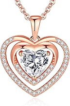 Heart Necklace in 925 Silver with Shiny Zirconia – Elegant Jewellery for Women, Crisscross Hearts Design, Ideal for Valentine's Day and Anniversary Gift