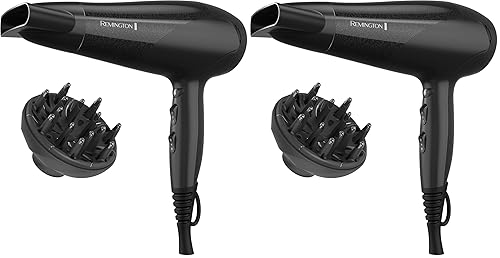 Miniatura 9 de Remington Secador de Pelo con Protección contra Daños con Tecnología de Cerámica Iónica y Turmalina, Gris, Difusor y Concentrador, Set de 3 Piezas