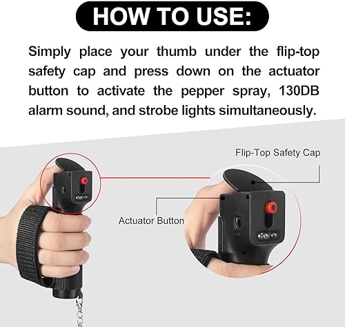 Miniatura 5 de Juego de alarma personal de autodefensa 3 en 1 para mujer, gel pimienta de máxima resistencia y luces estroboscópicas y sirena de 130 dB, tinte de