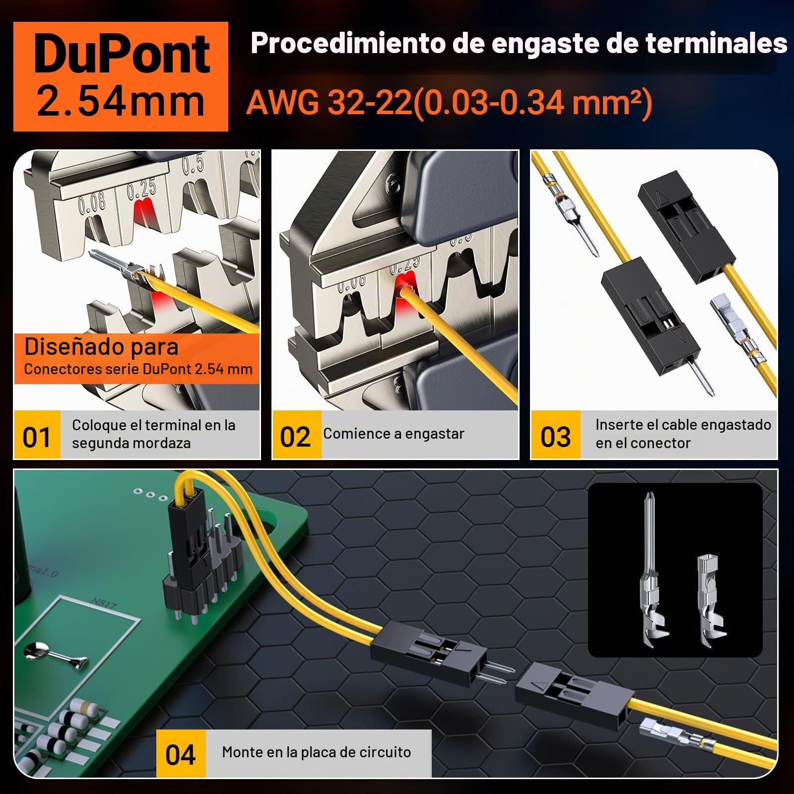 Alicates Electricista Crimpadora con 1565 conectores 0.08-1.5mm² ，Adecuado para ATX, EPS, PCIE, SATA