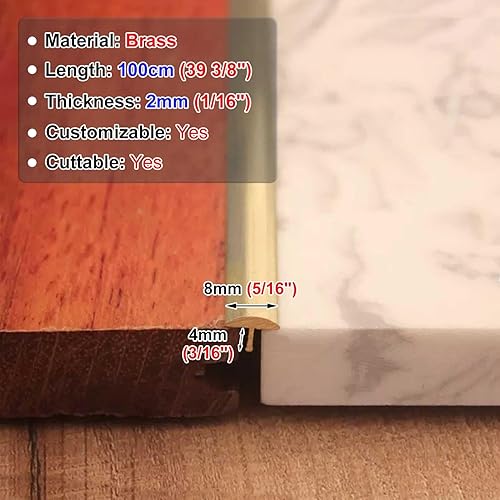 Miniatura 2 de ZIMGOD Tira de transición de piso de latón, moldura en T, umbral de piso laminado para pisos de alfombra a azulejos, cubierta de costura de piso de