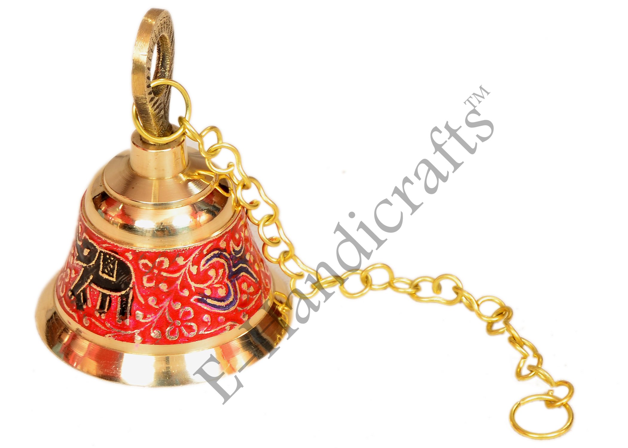 E-Handicrafts Pooja Hanging Bell (3.5inch Height and 2.8inch Width with 20 cm Chain)