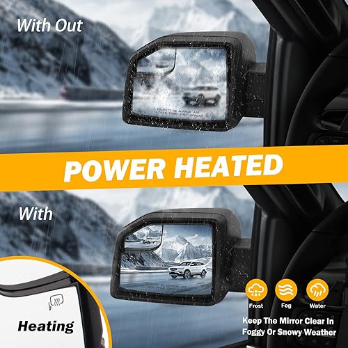 Miniatura 2 de Espejos laterales del pasajero compatibles con Ford F150 2015 2016 2017 2018 2019 2020 Conjunto de espejo con luz direccional, sensor de temperatura