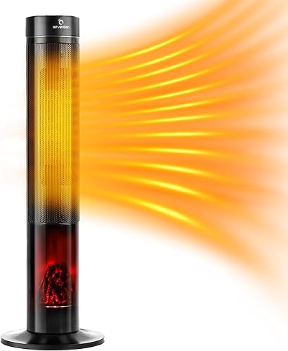 Calentadores eléctricos para uso en interiores calentador de torre de cerámica de 34 pulgadas con control remoto, llama 3D realista, calefacción