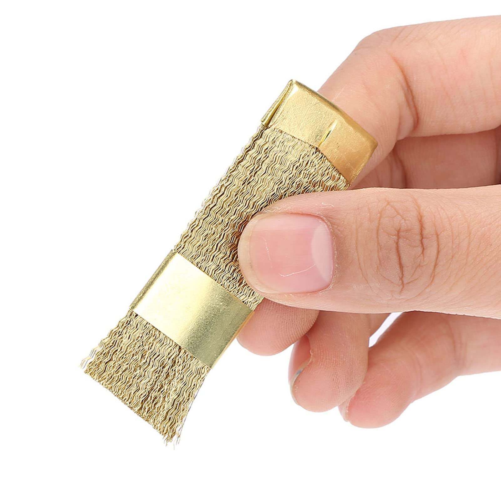 Cleaning Brush, Golden Color Copper Wire Drill Cleaner Brush, Manicure Accessories Nail Art Bits Cleaning Brush for Nail Salon and Household