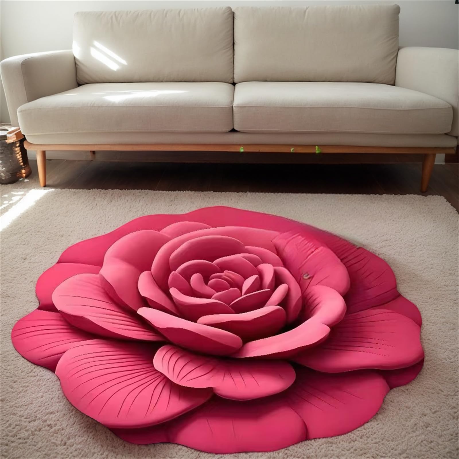 Tappetino in peluche floreale e terra di diatomee, con vista 3D, a forma di fiore, tappetino antiscivolo assorbente per bagno, cucina, soggiorno, ad asciugatura rapida, facile da pulire (blu, 80 x 80
