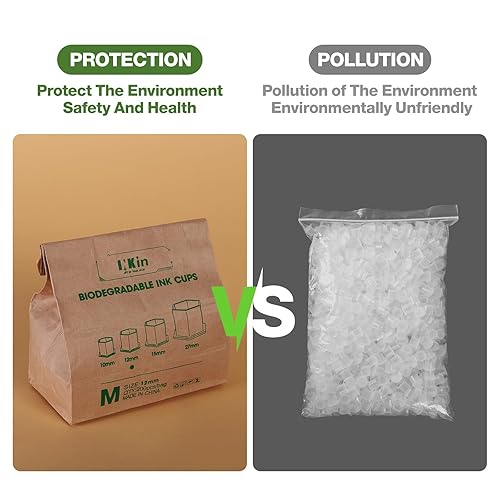 Miniatura 5 de INKin Vasos de tinta biodegradables para tatuajes pequeños de 0.394 in  200 tapas de tinta desechables ecológicas para tatuajes con base de paja de