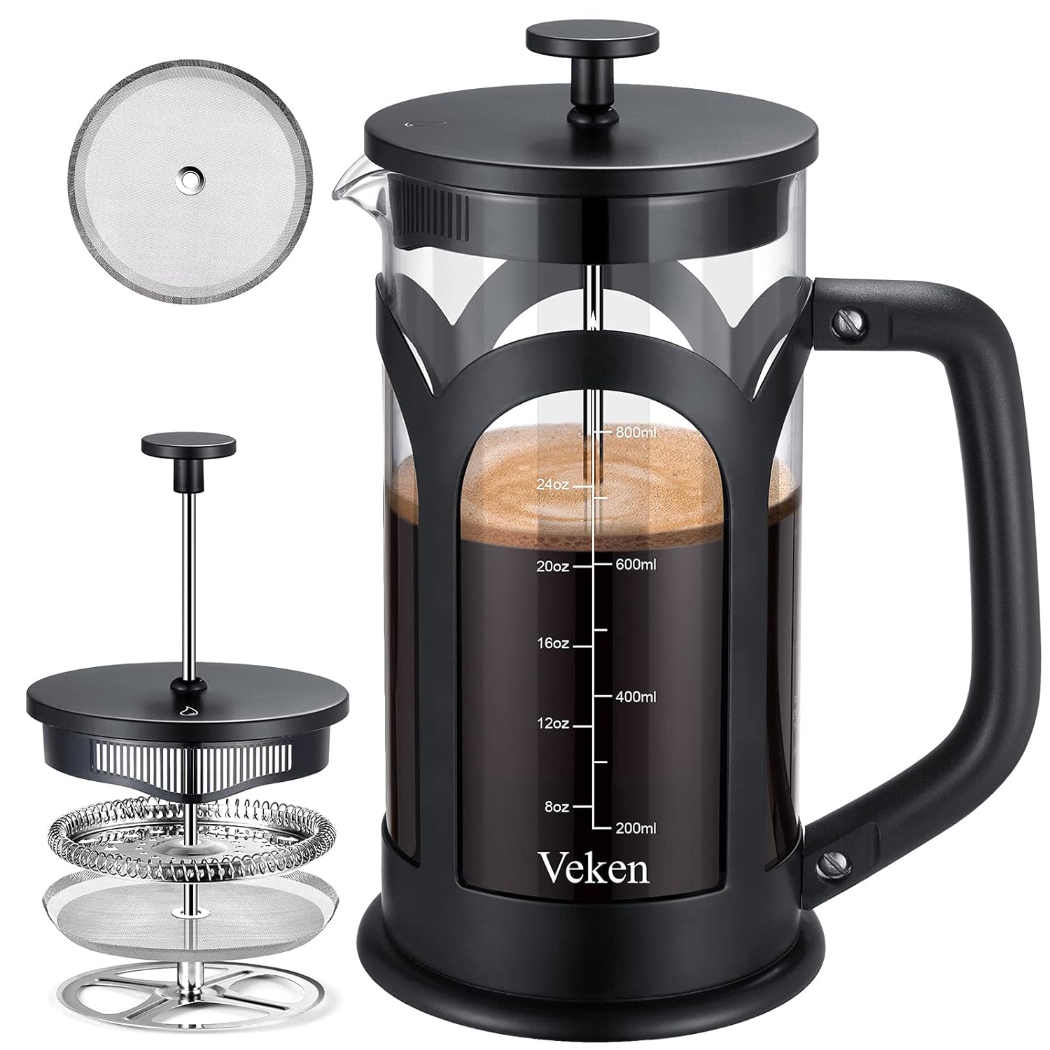Veken French Press Coffee & Tea Maker, 304 Stainless Steel Heat