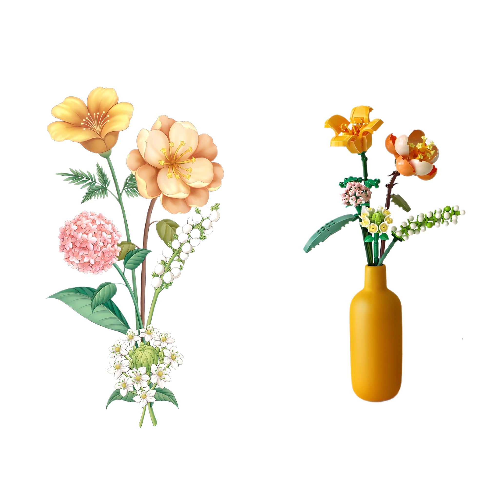 FAUQPYE Mini Brick Flower Bouquet Building Kit, Perfect for Creating A One-of-a-Kind Home Decoration (Amaryllis Flower)