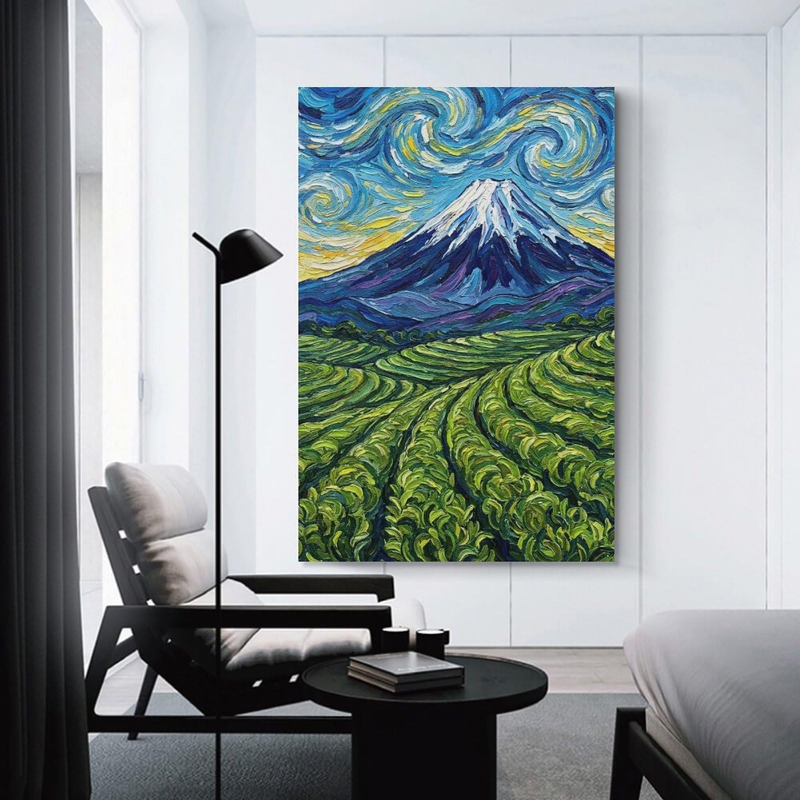 Junmoney Decorative Wall Artwork Mount Fuji in Starry Night Style, 24x36inch(60x90cm), for Living Room, Bedroom Or Apartment Walls, Decorative Artwork for Empty Walls