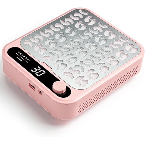 Makartt Nail Dust Collector - Professional Powerful Suction Larina Vacuum Fan Dust Cleaner with LED Display, Adjustable Speed, Reusable Filter for Acrylic Nails Polishing Manicure Salon Home Pink