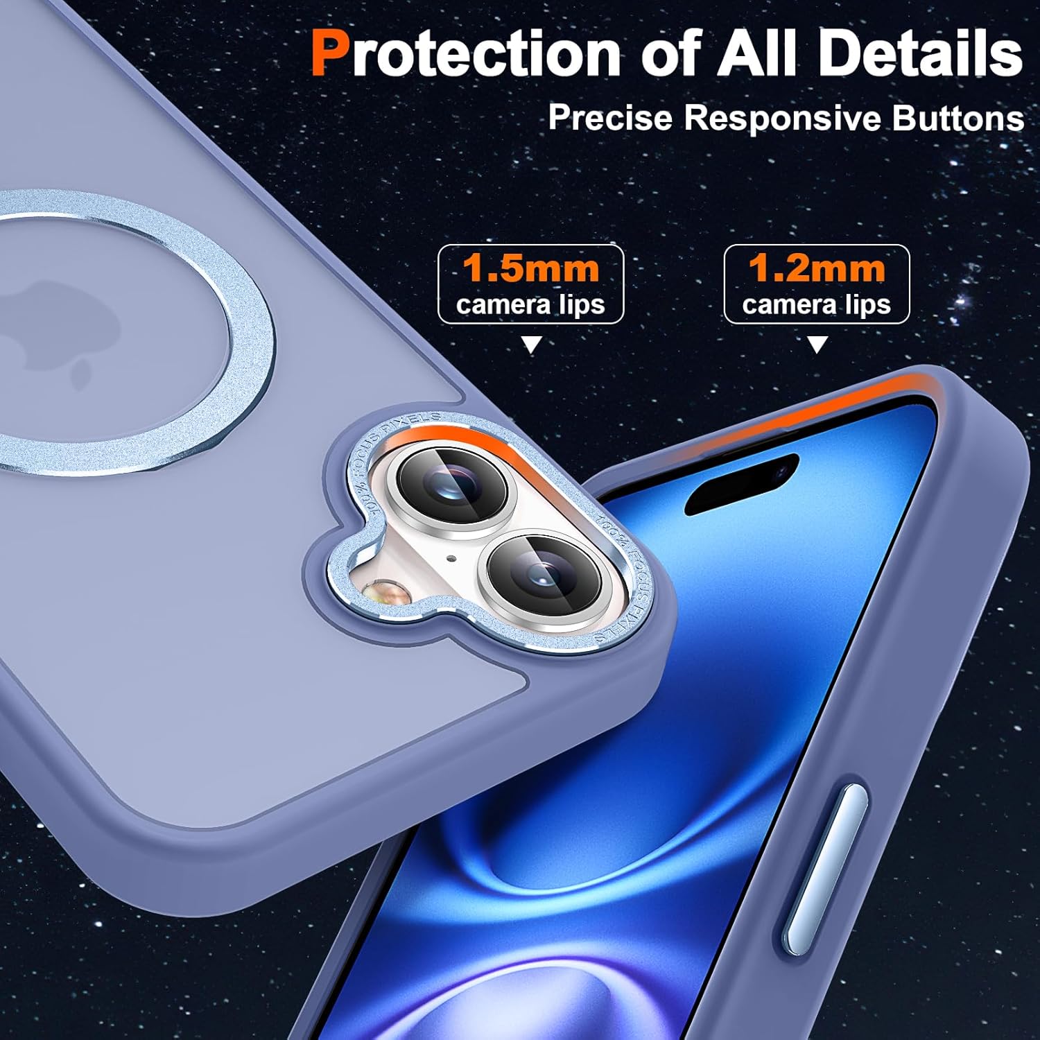 Magnetic for iPhone 16 Case with Ring Stand, [10 FT Drop Protection] [Velvety Touch] Slim Translucent Matte Back Shockproof Phone Case for iPhone 16 6.1'', Sierra Blue