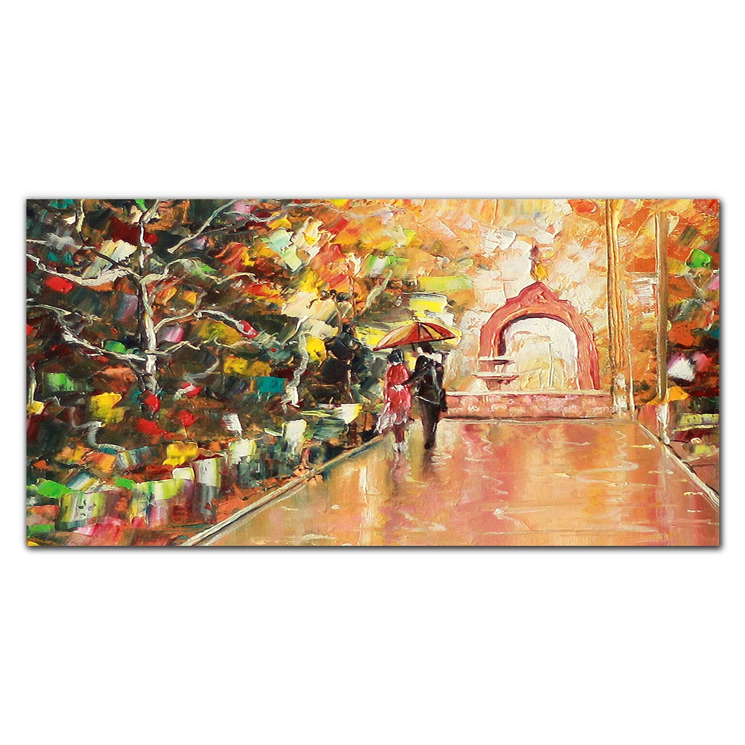 Coloray Pintura Vidrio Acrílico 100x50cm Cuadro De Pared De Arte De Vidrio Sala De Estar Cocina Acryl Mural - Árboles Pareja Pintura