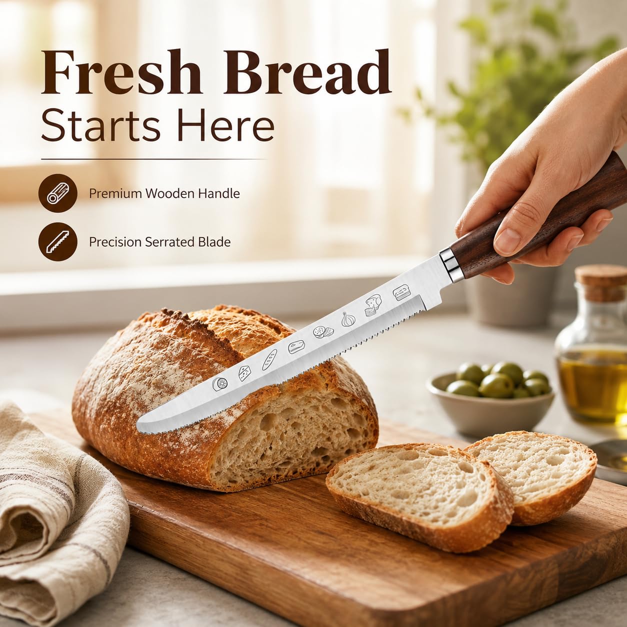 Machado Serrated Bread Knife - Razor Sharp! -3