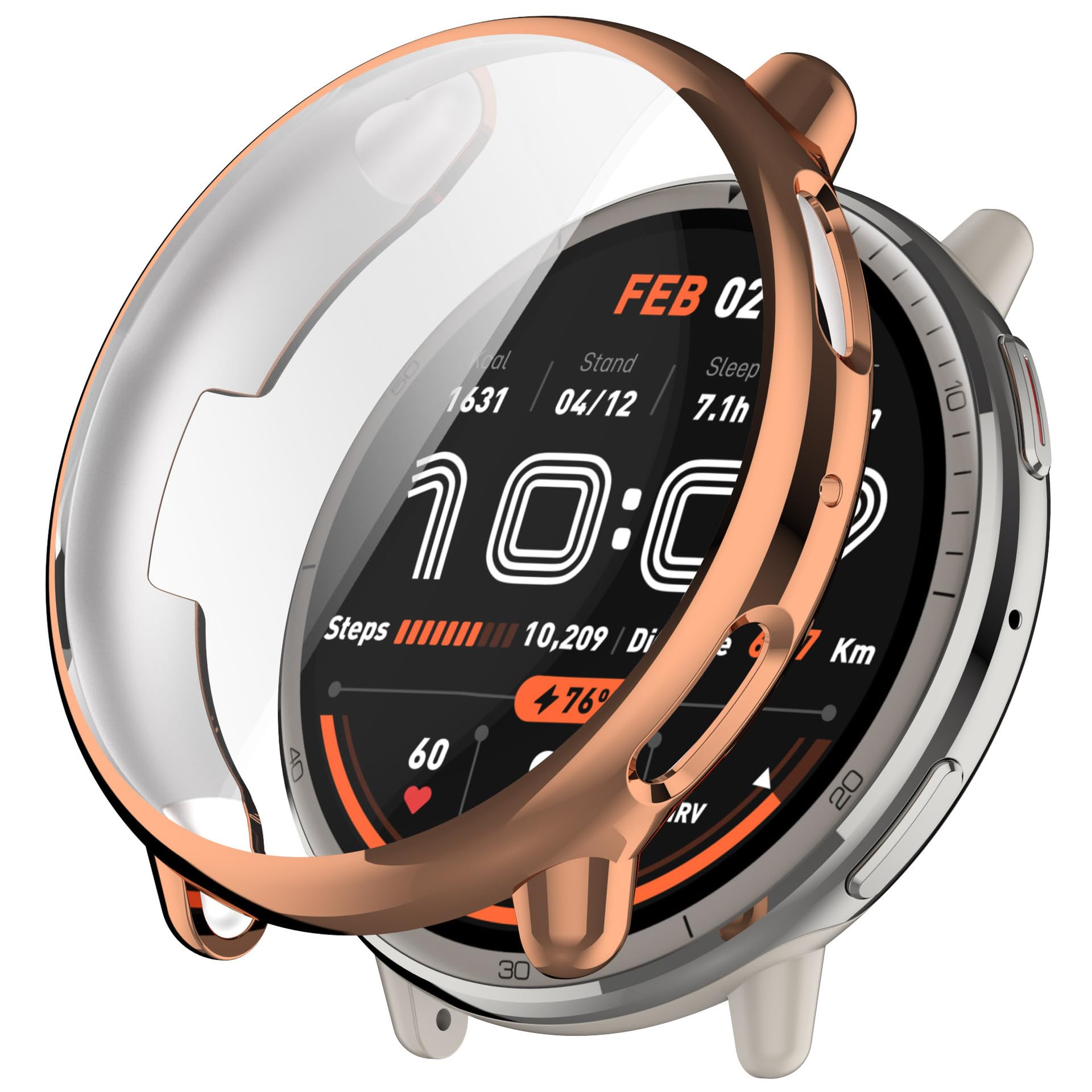 Funda de silicona compatible con Amazfit Active 2 con protector de pantalla, TPU flexible, a prueba de golpes, a prueba de arañazos, para Amazfit Active 2 Smartwatch (oro rosa)