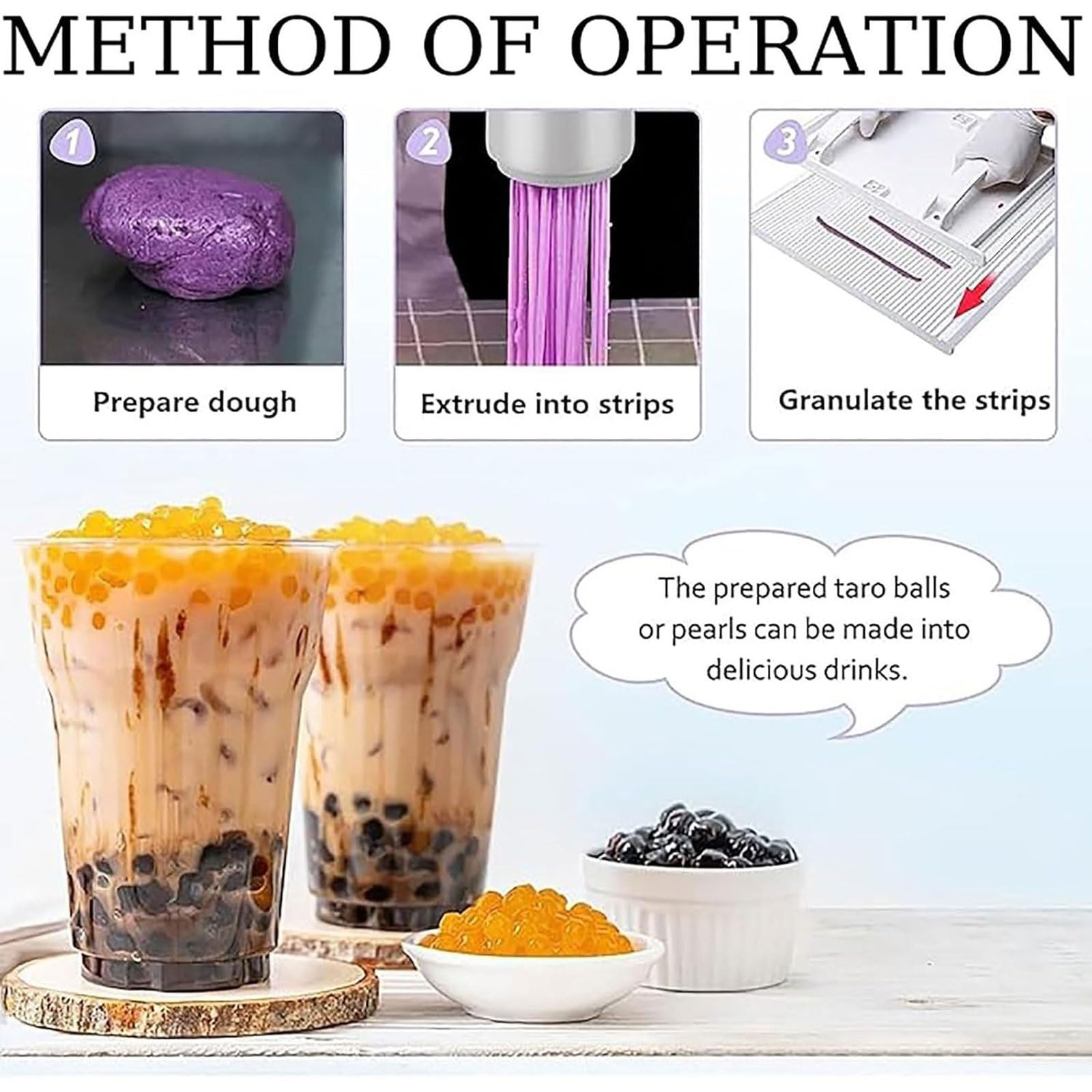Macchina per la creazione di perle di tapioca, strumenti manuali fai da te per perle da 3-12 mm, doppio manico con deflettore scorrevole, ideale per negozi di tè al latte e cucine domestiche
