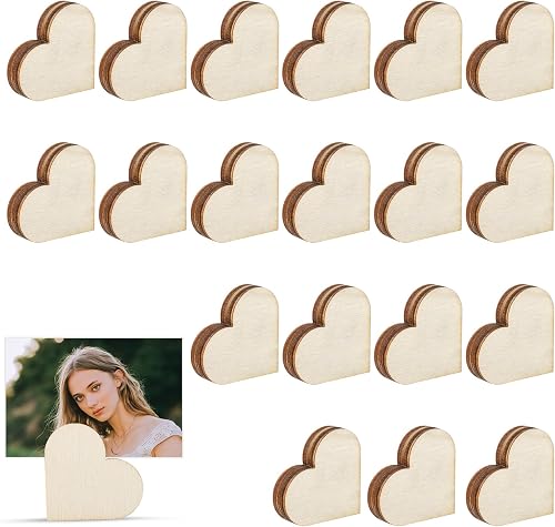 20uds Soportes de Fotos Madera en Forma Corazón, Portanúmeros Mesa con Puntos Ad