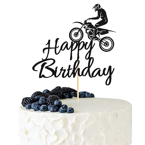 1 decoración para pastel de cumpleaños para motocicleta, color negro, decoración de pastel de motocross, decoración de pasteles de fiesta de