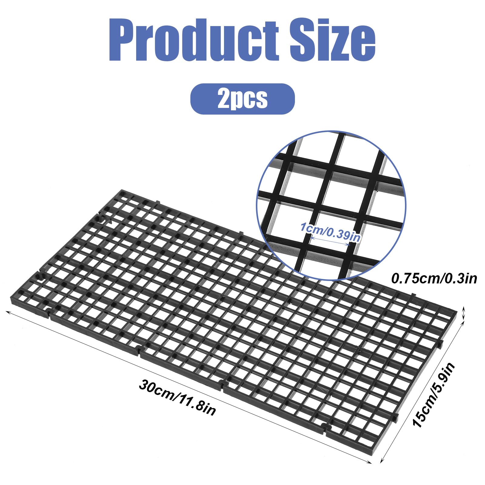 2 Stück 30x15cm Aquarium Trennwand, Aquariumgitter Aus Kunststoff Aquarium Tank Grid Trennung Brett Trennwand Für Aquarien, Aquariumteiler Für Isolation DIY-Filtration Und Aquascaping (Schwarz)