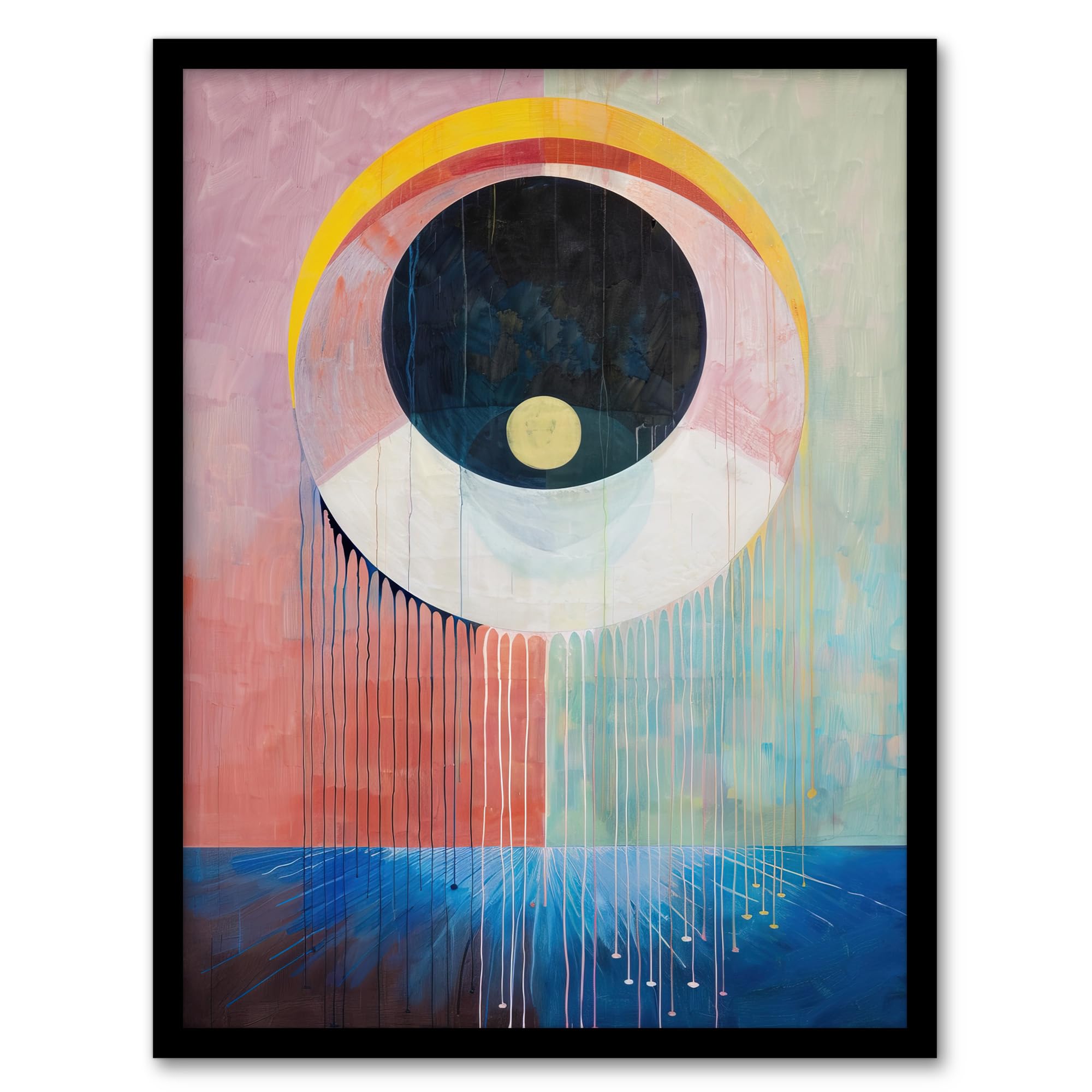 Artery8 Abstract Circle Eye Dripping Artwork Modern Living Room Artwork Framed Wall Art Print A4