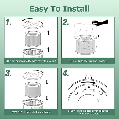 Miniatura 11 de MK01 MK06 - Filtro de aire de repuesto compatible con AROEVE MK01 MK06, ToLife TZ-K1, Kloudi DH-JH01 purificador de aire, versión de caspa de