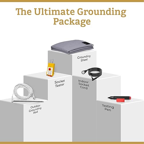 Miniatura 7 de Grounding Sheets King - Sábanas de algodón orgánico y fibra plateada para cama, varilla de conexión a tierra y cable incluidos para conexión a