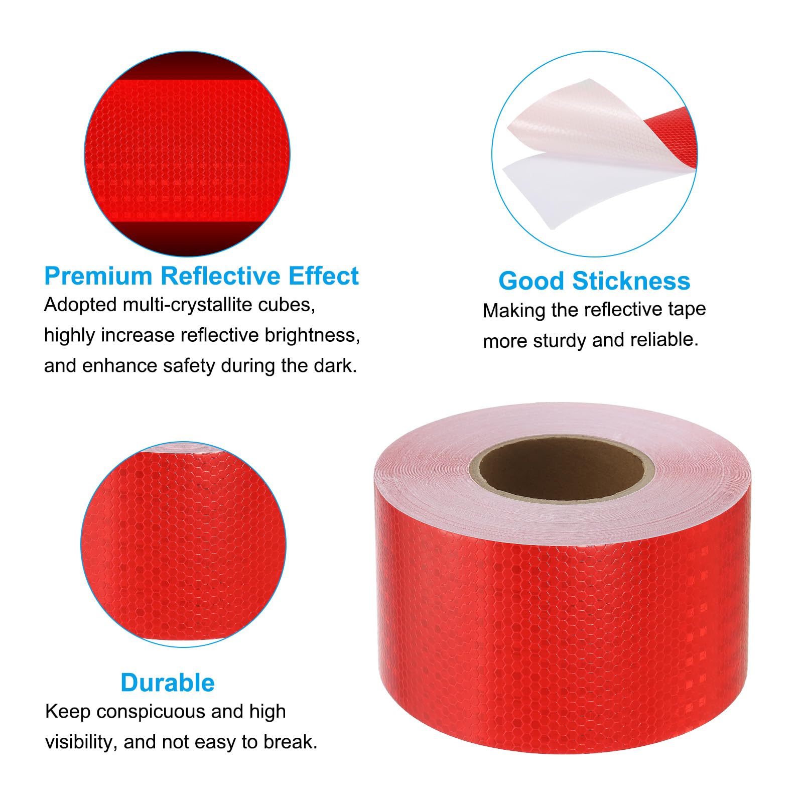 PATIKIL Ruban Réfléchissant, 4 Pouces x 164 Pieds Imperméable Autoadhésif Haute Visibilité Ruban de Sécurité d'Avertissement Réfléchissant pour Camions Remorques Voitures, Rouge | pour Camions Remorques Voitures, 4 Pouces x 164 Pieds, Autoadhésif, Haute V