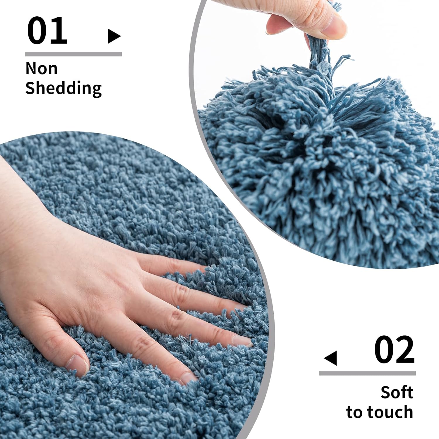 Small Bathroom Rug 17x24 Non Slip Blue Fluffy Bath Mat for Bathroom Floor Washable Plush Luxury Bath Rug for Tub Soft Shaggy Absorbent Shower Mat - Image 4