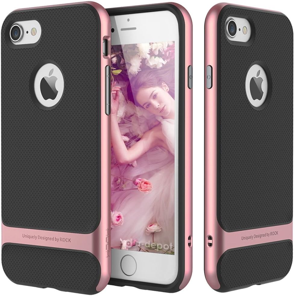For Apple iPhone 7 Plus Slim Shockproof Hybrid Hard Bumper Soft Rubber Case (rose gold)