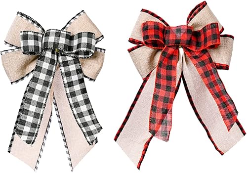 Miniatura 1 de Tofficu 2pcs Christmas Bow Wreath Decor Jute Bowknot Xmas Bow Pendant Nativity Decor Christmas Tree Hanging Bow Tree Hanging Decoration Adornos para