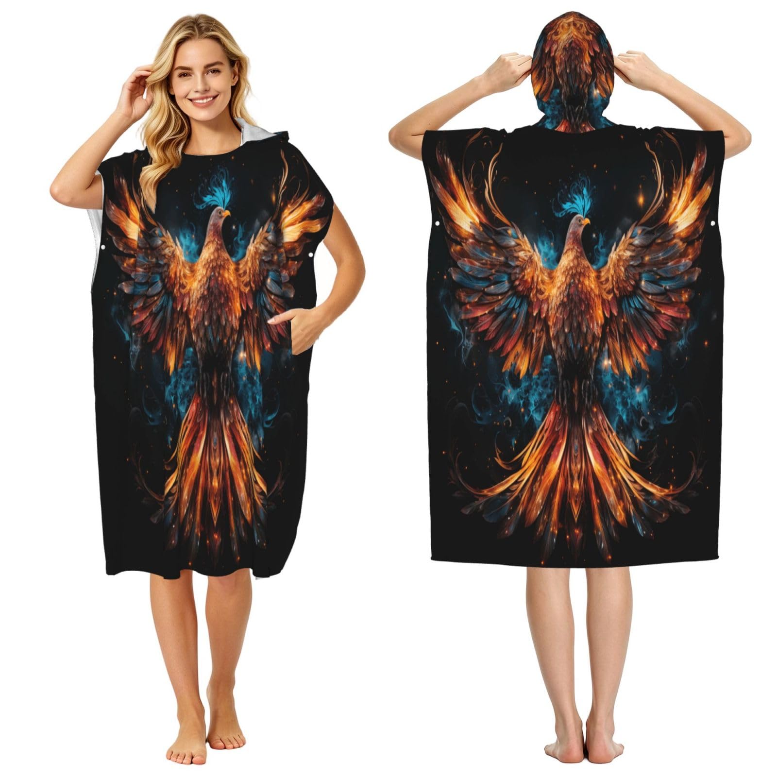 DTHKJNLSF Phoenix Adult Hooded Beach Poncho Towel