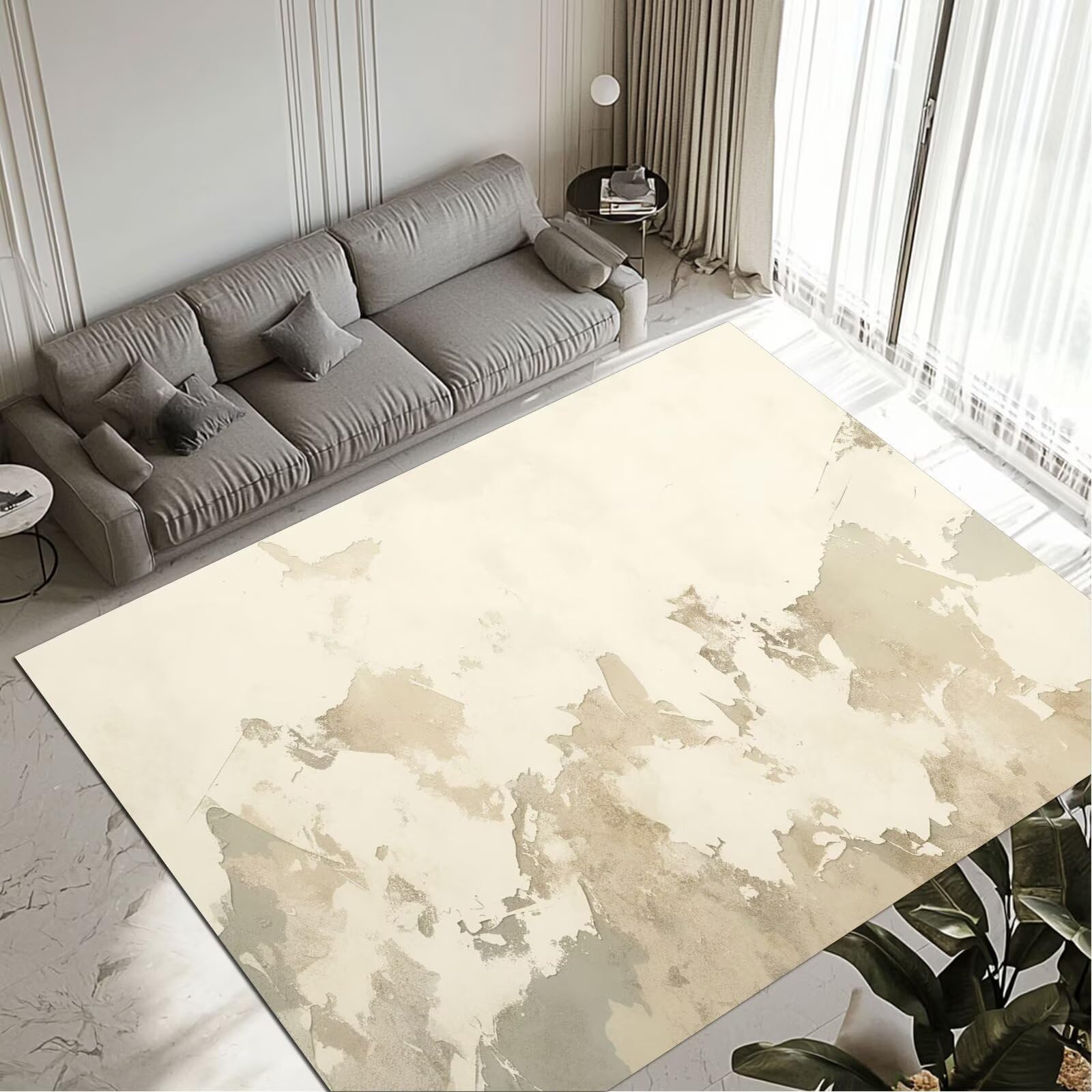 Grand tapis cream salon et chambre adulte lavable 70x140cm antidérapant