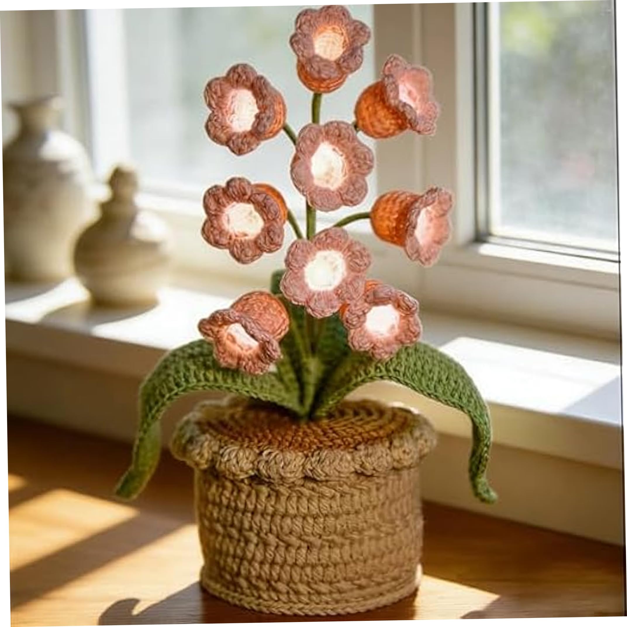 Faticenic Lily Of The Valley Lamp, 9-head Crocheted Handmade Flower Light Crocheted Flowers With Led String, Decorative Crochet Plant For Desk, Lily Of The Valley Lamp, Garden Décor