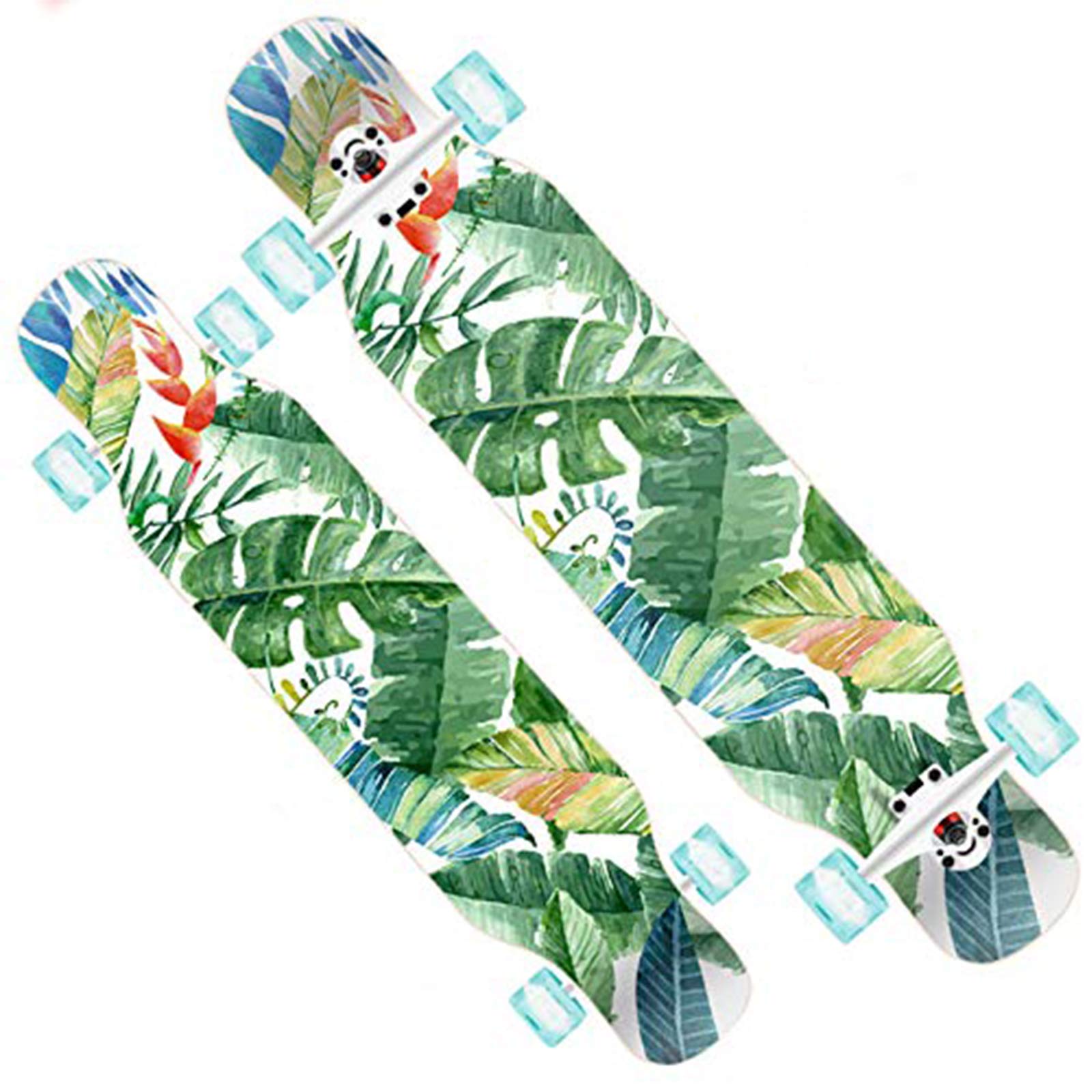 Longboard Dancing Adultes 42 Pouces Rétro Cruiser Planche À roulettes Complete Débutant Skateboard,Enfants Jeunes Professionnels Boys Roulements ABEC-11 LED Roues Lumineuses Penny Board,Vert