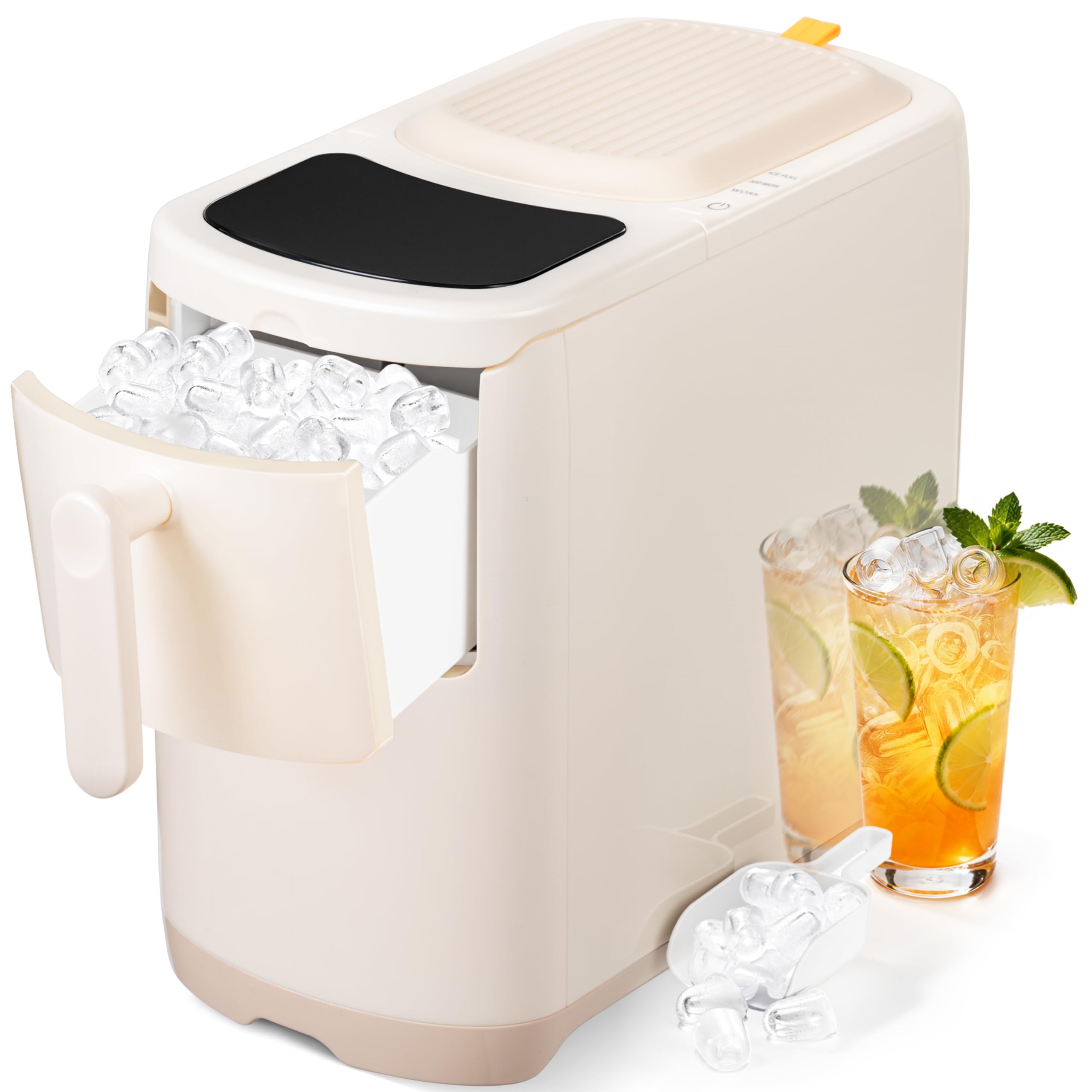 Antarctic Star Portable Countertop Ice Maker With Self-Cleaning, 18lbs/24h, One-Touch Operation, Ice Scoop For Home, Kitchen, Office(White) on Fridge.com - View 1
