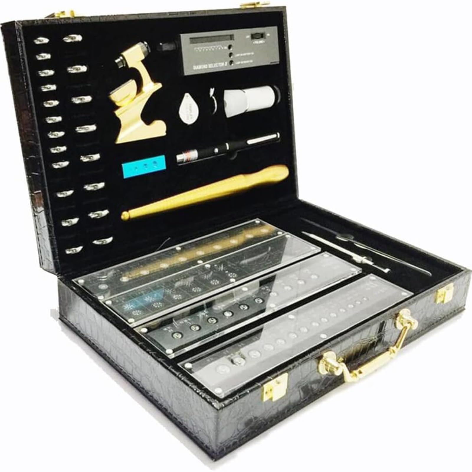 Diamond Selector and Gold Test Kit, Gemstone Jewelry Tester Tool, Professional Color Stone Distinction Tool Kit with Complete Accessories, Electronic Diamond Tester Pen, High Sensitivity