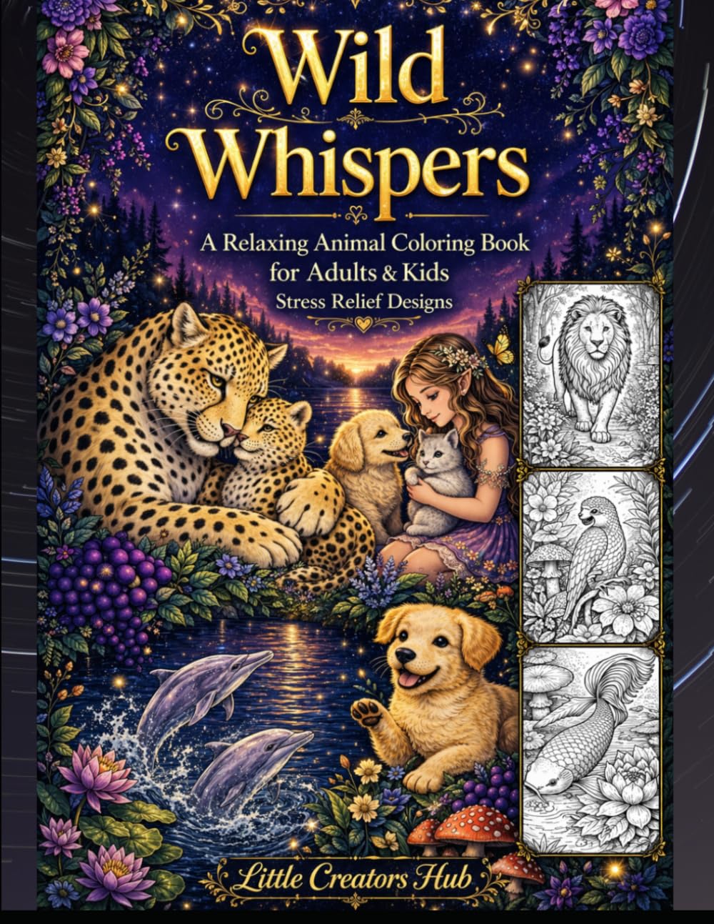Wild Whispers: A Relaxing Animal Coloring book for Adult & Kids | Stress Relief Design