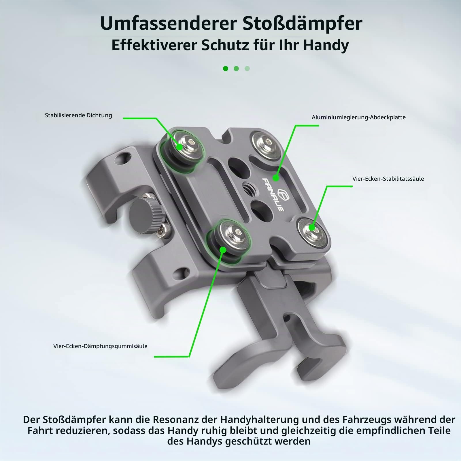 FANAUE Handyhalterung mit 2,5 cm Kugel, kompatibel mit RAM-Halterungen, B-Größe, Doppelbuchsenarm und Fahrrad-Handyhalterung aus Aluminiumlegierung, geeignet für 14-17,8 cm Smartphones mit