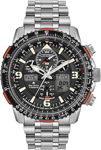 Citizen Men’s Promaster Air Skyhawk Eco-Drive Pilot Watch, Atomic Timkeeping Technology, Chronograph, Power Reserve Indicator, Ana-digi Display, Luminous Hands and Markers,…